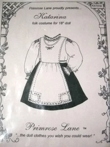 18" Doll Katarina Folk Costume by Primrose Lane Sewing Pattern S 4786* - Picture 1 of 2