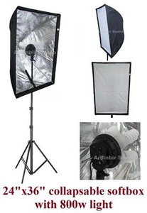 800w Studio Continuous Fluorescent Light Stand kit w 60x90cm 24"x36" Softbox - Picture 1 of 1