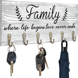 Key Holder Wall Mount Rustic Key Holder for Wall Key Hanger Key Rack with 6 Key - Picture 1 of 12