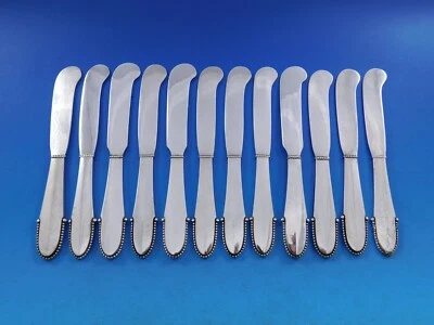 Juego de 12 paletas esparcidor de mantequilla de plata esterlina HH AS con cuentas de Georg Jensen Foto 1 de 4