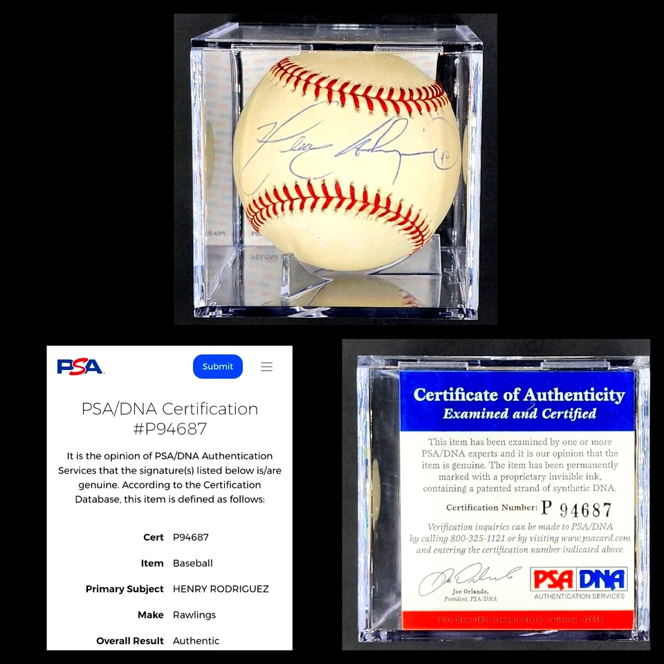 Henry Rodriguez Single Signed OML Rawlings Autograph Baseball PSA / DNA - Image 1 of 4