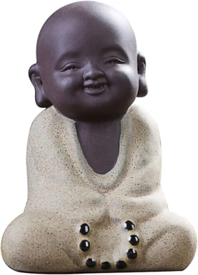 Pequeña y linda estatua de Buda de cerámica de 3,9" estatuilla creativa bebé Buda manualidades Foto 1 de 4