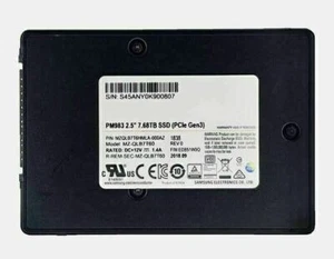 Samsung 2.5" PM983 7.68TB Nvme PCIE x4 SSD Gen3.0 MZQLB7T60 MZQLB7T7HMLA-000AZ - Picture 1 of 2