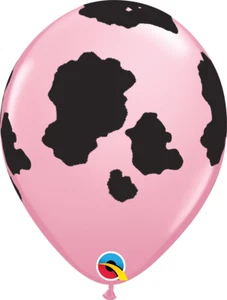 11" Pink Holstein Cow Print Latex Balloons - Qualatex Barnyard Farm Animals 25ct - Picture 1 of 1