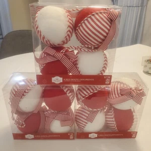 Holiday Time Large Shatterproof Red White Ornaments 3 Boxes Christmas Cottage - Picture 1 of 2