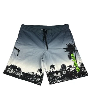 Adidas Men's Trunks Size XL Black & Gray Drawstring Zipper Pocket Graphic Print - Picture 1 of 6