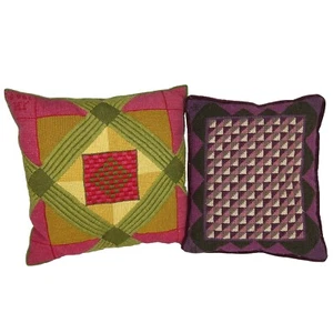 2 Almohadas de punta de aguja MCM de colección acento geométrico MOD hippie Groovy retro ☼ - Imagen 1 de 12