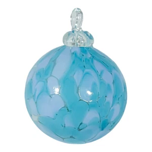 Murano Glass Bauble Xmas Christmas Decoration Ball Light Blue 8cm - Picture 1 of 4