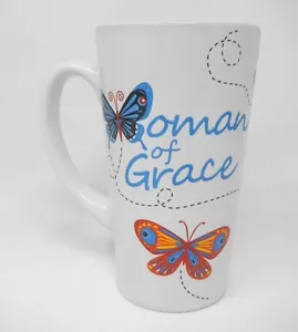 Swanson 16oz Stoneware Woman of Grace Butterfly White Latte Mug ~ Peter 3:4 - Picture 1 of 3