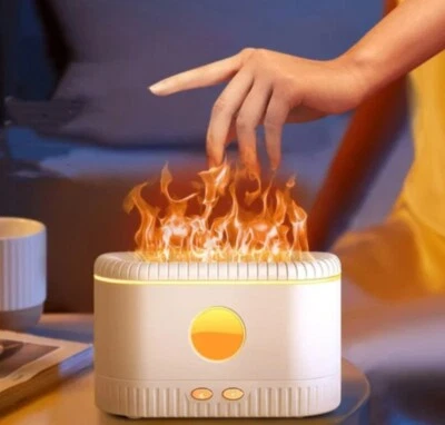 Diffusore di Aromi ad Ultrasuoni Effetto Fiamma 200ML Bianco Per Aromaterapia - Immagine 1 di 4