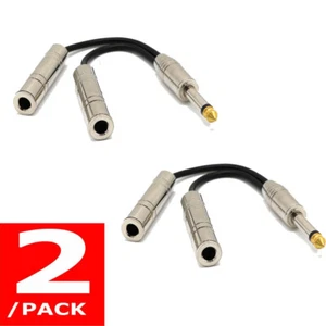 Cable de audio divisor mono Y 2 piezas 6,35 mm 1/4" TS macho a doble 1/4" TS hembra - Imagen 1 de 6