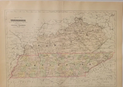Antigua placa de cobre detallada mapa coloreado a mano Virginia Johnson Cyclopaedia 1897 Foto 1 de 4