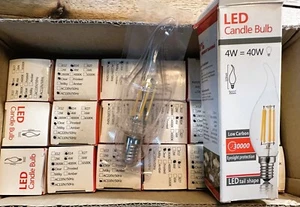 LOT 18 C35 NEW LED Light Bulbs E14 Candle Light Tail Top 4W=40W Clear Light NEW - Picture 1 of 5