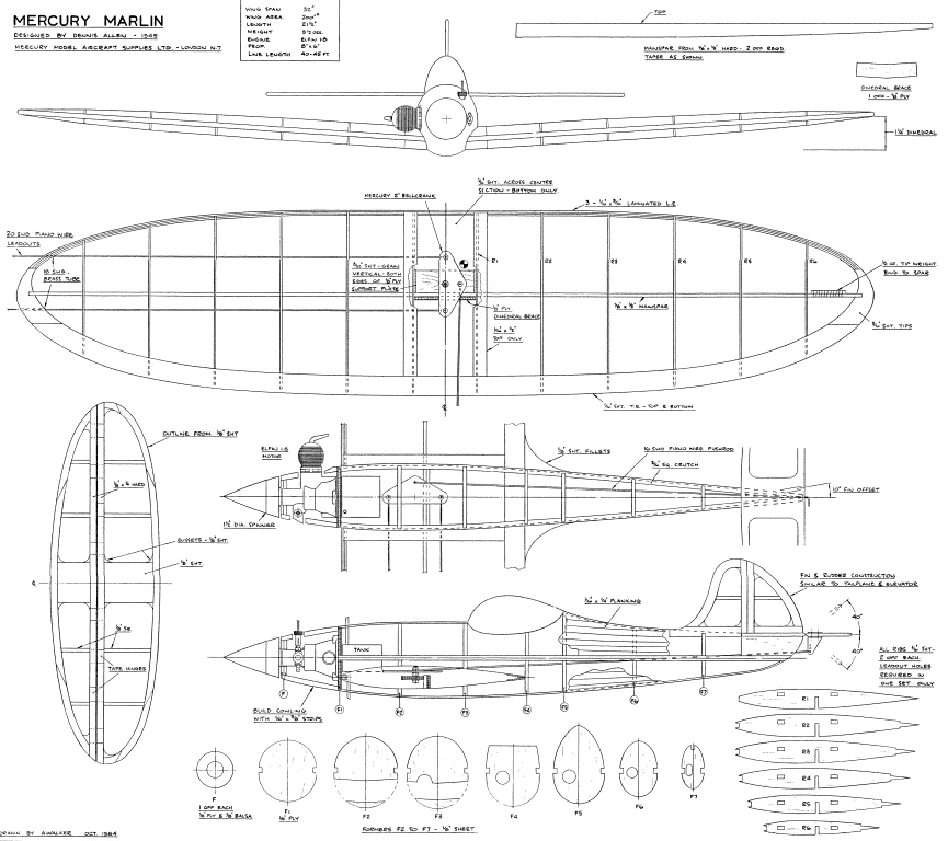 MARLIN CONTROL LINE SPORT MODEL PLAN - Image 1 of 1