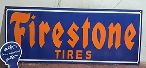 Firestone Tires Porcelain Enamel Sign 36 x 15 Inches 1 Sided - Picture 1 of 6