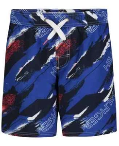 Tommy Hilfiger Wave All Over Print Swim Trunks Big Boys L 14/16 Surf The Web - Picture 1 of 17