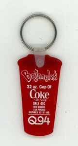 1985 FM RADIO WRVQ Q-94, BOJANGLES 32 oz.COCA COLA RICHMOND, VA. KEYCHAIN FOB - Picture 1 of 2