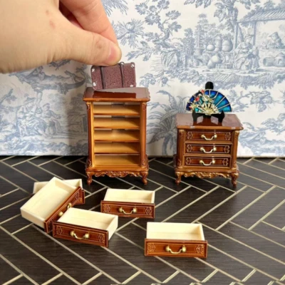 5PC 1/24 Scale Dollhouse Miniatures Furniture Chest of Drawers Cabinet Accessory - Image 1 of 4