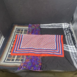 Menge 4 Quadrat Satin Transparent Haar Schal Fransen Schwarz Silber Tupfen Retro Mod - Bild 1 von 11