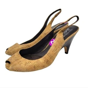 Donald J. Pliner Papinawewe Slingback Kork Slingback Peeptoe Pump Heels 8N - Bild 1 von 11