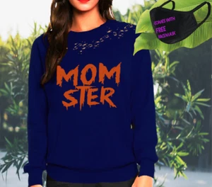 Halloween Sudadera y Mascarilla Paquete Estilo Vintage Mamá Camisa Top  - Imagen 1 de 2