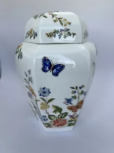 Aynsley Cottage Garden Ingwer Gewürzglas Urne Bone China blau Schmetterling - Bild 1 von 12