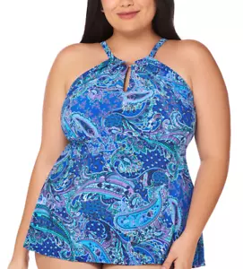 Trimshaper Control Paisley Badeanzug Top mit hohem Ausschnitt Übergröße 18W - Bild 1 von 4