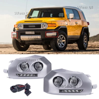 Luz antiniebla LED cromada DRL para parachoques Toyota Fj Cruiser 2007-14 con cableado + bombillas 2 piezas Foto 1 de 4