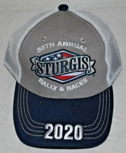 Sturgis South Dakota 80th Black Hills Rally 2020 Gray & White Mesh Back - Picture 1 of 6