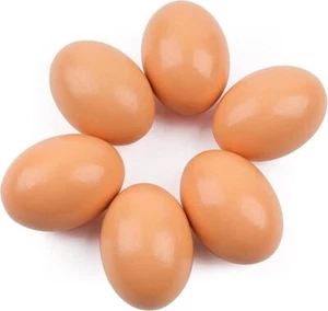 Fake Nest Eggs Wooden Brown Easter Eggs for Craft Get Hens to Lay Eggs 6Pcs - Picture 1 of 5