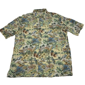 Campia Moda Shirt Mens Large Hawaiian Planes Palm Trees Preppy American Academia - Picture 1 of 9