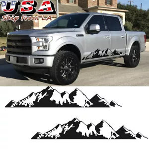 2x 6.5Ft Black Snow Mountain Side Body Skirt Stripe Decal Sticker For Ford F-150 - Picture 1 of 8