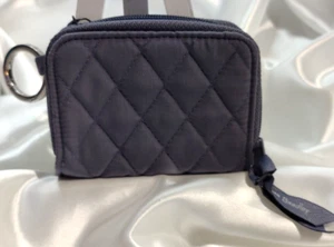 Vera Bradley RFID PETITE ZIP-AROUND WALLET, Solid CARBON GRAY Color Quilted NWT - Picture 1 of 7