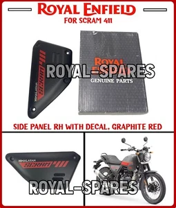 100% Genuine Royal Enfield SIDE PANEL RH WITH DECAL, GRAPHITE RED For Scram 411 - Picture 1 of 13