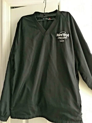 HARD ROCK Black Pullover Windbreaker Jacket~Lined~48 chest~Warm~Pockets~Medium - Image 1 of 4