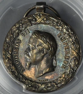 Medalla Expedición Plata MÉXICO/Francia 1863 Napoleón III PCGS SP58 - Imagen 1 de 3