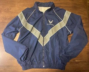 US AIR FORCE USAF Navy/Gray NYLON Mesh Lined PHYSICAL TRAINING Uniform/Jacket S - Picture 1 of 6