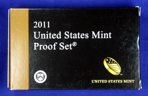 2011-s U.S. Clad 14 coin Proof Set. Contains 3 sets. Proof set, .25 set & $1 set Cover