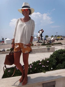 ZARA SILK SATIN FLORAL SHORT M,L REF. 2731/041 - Picture 1 of 5