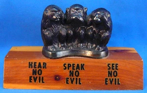 Vintage 3 weise Affen, kein Sehen, Hören, sprechen Shenandoah Nationalpark, Skyline Dr. Souvenir - Bild 1 von 3