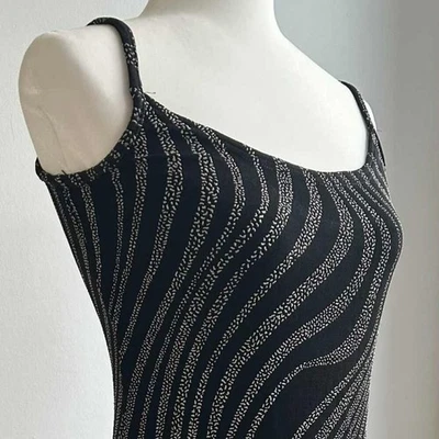 Mini Vestido Vintage Gunne Sax de Jessica McClintock Elástico Estampado Ondulado - EE. UU. 10 Foto 1 de 4