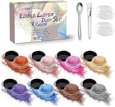 COLAYERIST Essbarer Glitzer für Getränke 8 Farben, Glitzerpulver für Getränke, Glitzer Ess