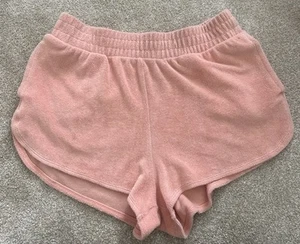 Victoria’s Secret Pink Terry Cloth Beach Shorts/sleepwear Coral Size M *stain* - Picture 1 of 3