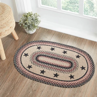 Accent Rug Colonial Star Jute Country 24x36 Oval No Slip Floor Decor VHC Brands - Image 1 of 4
