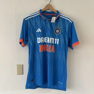 ADIDAS India Cricket Jersey Mens Large L BCCI DREAM11 Jersey NEW w Tags Blue NWT - Picture 1 of 6