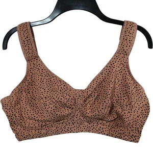 Leading Lady Wireless Bra Brown Animal Print Stretch Cotton Size 38F 38G 38H - Picture 1 of 6