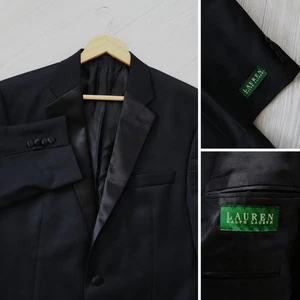 Lauren Ralph Lauren Tuxedo Jacket Men's 42 LONG Black 100% Wool Notch Lapel NEW - Picture 1 of 9