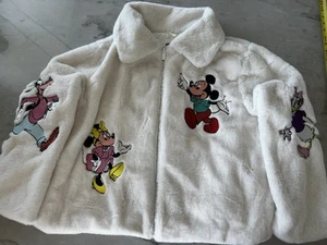 New Disney Mickey Mouse & Friends Faux White Fur Jacket Size 1X - Picture 1 of 6
