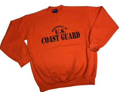 Property Of U.S. Coast Guard Sweatshirt Orange Adult Size M MV Sport - Image 1 of 4