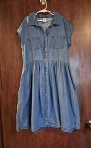 Arizona Jeans Girls Size 16.5 Denim Look Dress Button Front With Pockets - Picture 1 of 4
